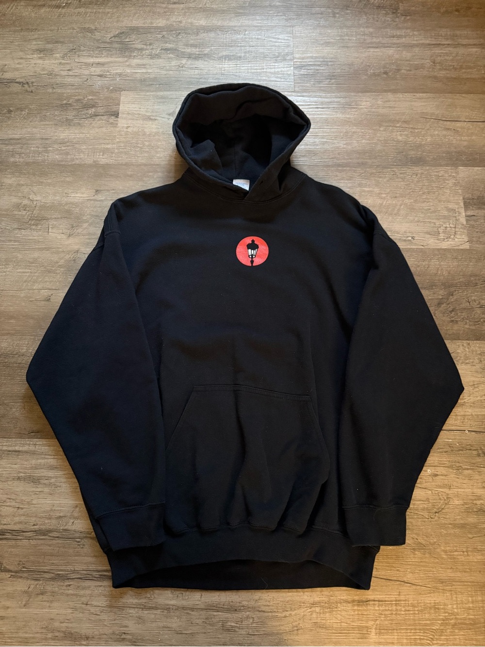 Black Hoodie with Red Circle Graphic - Men's Pullover